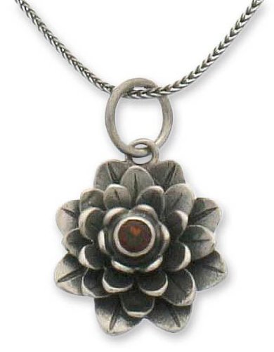 Garnet necklace Sacred Red Lotus