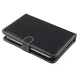 7" Tablet Stand with USB Keyboard - Black Faux Leather Carrying Case