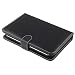 7" Tablet Stand with USB Keyboard - Black Faux Leather Carrying Case