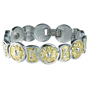 Sabona 925 Sterling Round Flower Duet Magnetic Bracelet