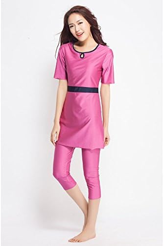 Women Swimsuits 2 Pieces Surfing Suit Muslim Swimwear Rose-red XS By XKMJT