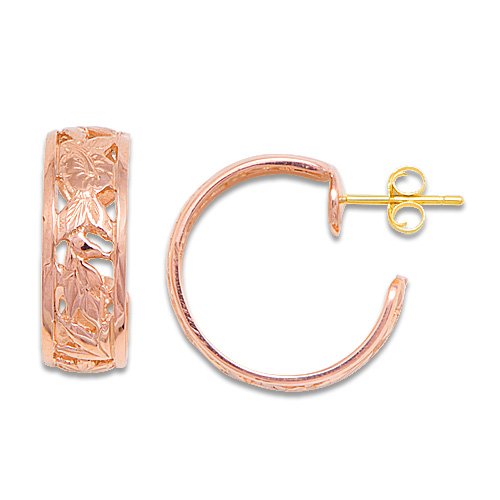 Hawaiian Floral Earrings in 14K Rose Gold
