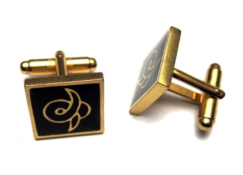 Pilgrim Men's Cufflinks Japan Gold Plated, Black 874908