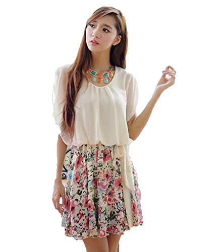 (ネクストハウス) Next house バイカラー ショート 丈 小 花 柄 切り替え ワンピース 　ドルマン シフォン ブラウス ・ ノースリーブ タンク 各種