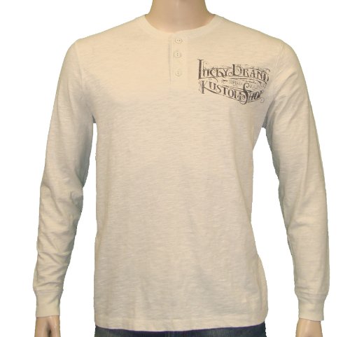 Lucky Brand Jeans Kustom Shop Henley Shirt Beige-Large