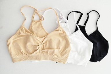 3 Pack: Racerback Seamless Bra Pack Black Nude White (One Size, Black/Nude/White (Shown))