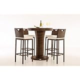 CLP Poly-Rattan Gartenbar MARI L, Bartisch mit eingelassenem Edelstahl