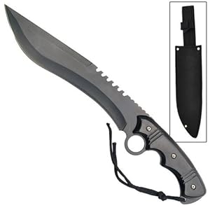 Bowie Survival Military Fix Blade Full Tang Knife Black