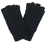Strick-Handschuhe ohne Finger mit Futter schwarz M