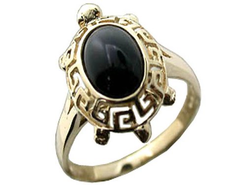 Onyx Baby Turtle Ring, 14k Gold