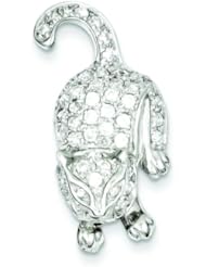 Sterling Silver Cubic Zirconia Cat Pin