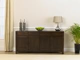 Versailles / Madrid Dark Solid Oak Extra Large Sideboard with wooden handles