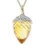 10k Yellow Gold Citrine and Diamond Acorn Pendant (.03 cttw, I-J Color, I3 Clarity), 18''