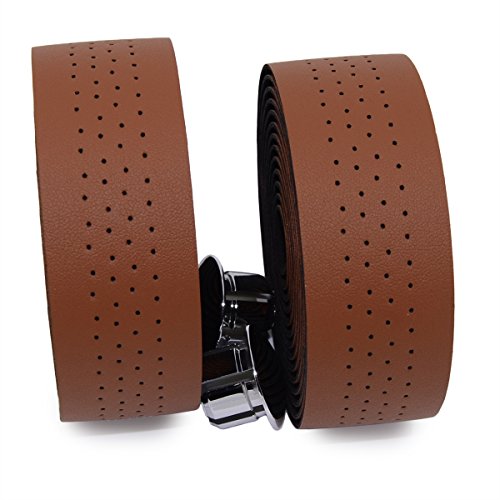 KINGOU Handlebar Tape Luxury PU Leather Bar Tape Fixed Gear / Road Bike Bar Wrap with 2 Reflective Plug