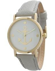 Womens Geneva Anchor Style Leather Watch - Grey
