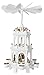 BRUBAKER Christmas Pyramid - 18 Inches - White - Wooden Nativity Play - 3 Tier Carousel with 6 Candle Holders - Designed in Germany