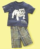 Nannette Little Boy Tee and Plaid Shorts Set