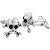 Black and Silver Skull Cufflinks Halloween Cuff Links