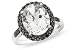 5 1/2 Carat White Topaz and Black Diamond 14K White Gold Ring