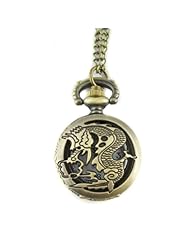 Youyoupifa Wholesale 5pcs/lot Fashion Bronze Alloys Carve Dragon Patterns Quartz Pocket Watch(Unisex)