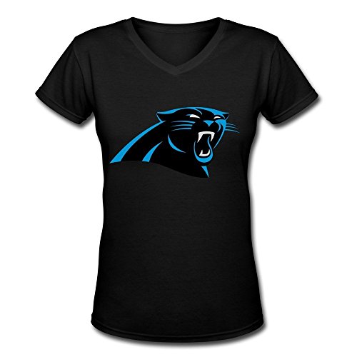 GLYCWH Women's Carolina Panthers Logo T-Shirt Black US Size XL Casual