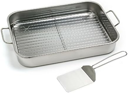 Justcharms NORPRO 272 Stainless Lasagna Roast Turkey Pan With Baking Rack and Spatula