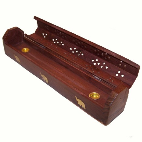 Produkt-Bild: Box f&uuml;r R&auml;ucherst&auml;bchen und R&auml;ucherkegel, R&auml;ucherst&auml;bchenhalter mit Rauchverteiler, Sheeshamholz, 30 cm