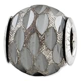Sterling Silver Reflections Velvet Black Diamond-cut Bead Charm - JewelryWeb