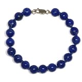 14k Yellow Gold 8mm Lapis Lazuli Beaded Bracelet, 7.25"