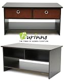 chest drawers for cheap-Furinno Living Set - Center Coffee Table with 4 Bin-type Drawers - Espresso Finish, 10003
