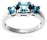 Sterling Silver Blue Topaz Three-Stone Ring