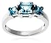 Sterling Silver Blue Topaz Three-Stone Ring