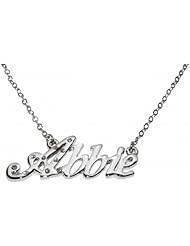 Name Necklaces Abbie - Personalized Necklace White Gold Plated 18K, Belcher Chain, 2mm Thick