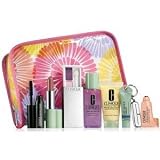 CLINIQUE NEW! SUMMER 2011 GIFT SET WITH 8 DAILY BEAUTY ESSENTIALS: Dramatically Different Moisturizing Lotion + All About Eyes Serum De-Puffing Eye Massage + Take the Day Off Makeup Remover + High Impact Mascara + Long Last Lipstick + Colour Surge Eyeshadow Duo + City Block Sheer Oil-Free Daily Face Protector SPF 25 + Water-resistant cosmetic bag