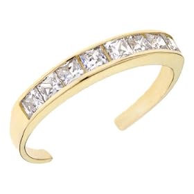 Body Jewelry: Cubic Zirconia (CZ) Toe Ring in 14K Yellow Gold