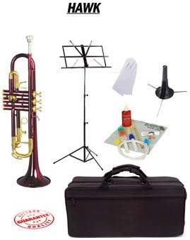 Hawk Purple Bb Trumpet School Package with Case Music Stand Trumpet Stand and Cleaning Kit WD-T314-PL-PACK