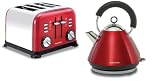 MORPHY RICHARDS ACCENTS RED KETTLE 1.5 LITRE (43772) & 4 SLICE RED TOASTER (44732) SET