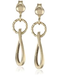 14k Italian Yellow Gold Polished and Textured 1" Dangle Earrings