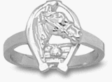 Horseshoe with Horse Head and One .01 Cubic Zirconia Ladies' Ring Size 6 - Sterling Silver Jewelry