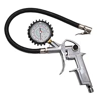 220 PSI Pistol-type Lock-on Air Chuck with Dial Tire Gauge w/ Flexible Hose
