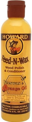 SET of 4 8oz Howard Feed-N-Wax Wood Polish &amp; Conditioner w/ Beeswax &amp; Orange Oil