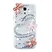 FiMeney Handmade Crystal Diamond Rhinestones Pink Love Heart Bow Bowknot Butterfly Transparent Back Hard Protective Case Cover For Samsung I9190 I9192 I9195 Galaxy MINI S4 (NOT FOR S4) + Cleaning Cloth + 2013 Calendar Card + Pink Stylus Pen + Pink Butterfly And Sakura Dust Plug