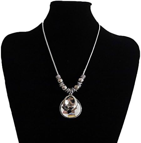 NP Thainess's Fashion Long Necklace Pendant Bib Chain Statement (White Pendant 2)