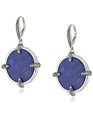 Judith Jack "Coins" Sterling Silver, Marcasite, and Lapis Coin Drop Earrings