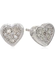 Sterling Silver White Diamond (0.10cttw, I-J Color, I1-I2 Clarity) Heart Stud Earrings