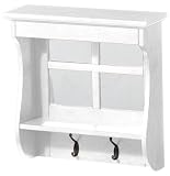 Chesterfield 2 hook Mirrored Wall Shelf, 2 HOOKS, WHITE