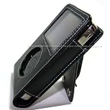 DreamBargains iPod Classic 160GB Premium Heavy Duty Leather Carrying Case with Stand - Black + Car Charger - Black
