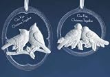 Pack of 8 Icy Crystal First Christmas Together Porcelain Love Birds Ornaments 4