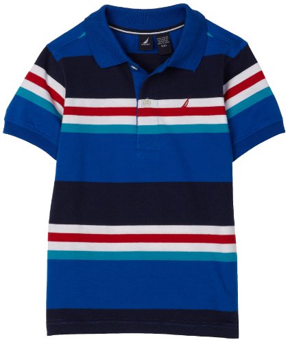 Nautica Sportswear Kids  Boys 2-7 Short Sleeve Multi Stripe Polo,Blue,Large