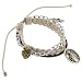 White Leather Braided Bracelet with St. Benedict Charm - Adjustable Size, Sliding Tie Knot Closure